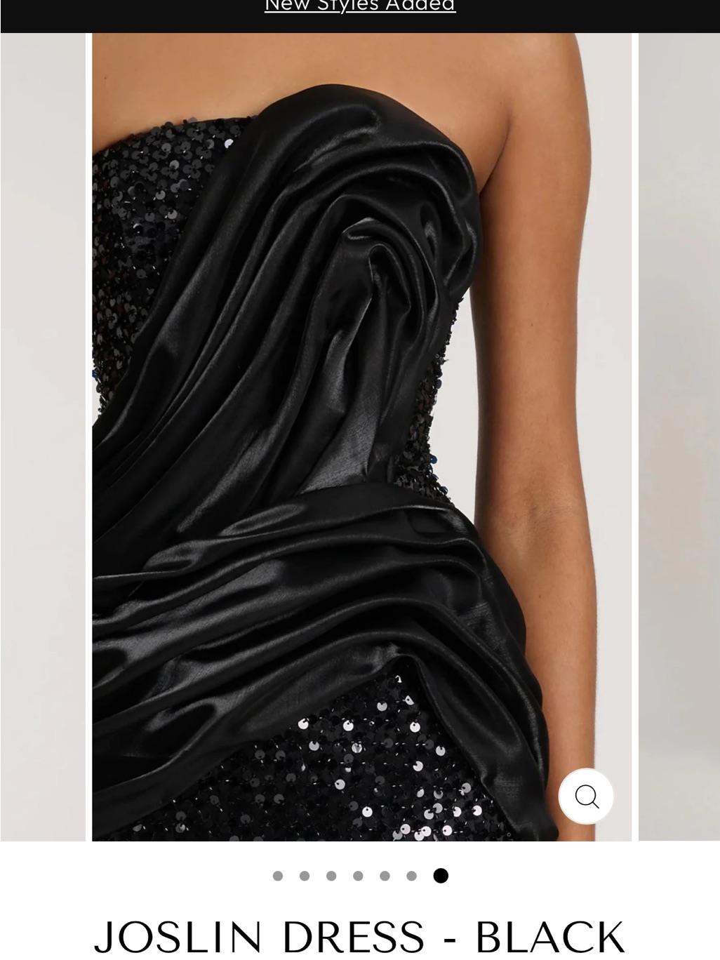 Strapless Black Sequin Midi Dress With Draped Satin Detail — image 5 of 8